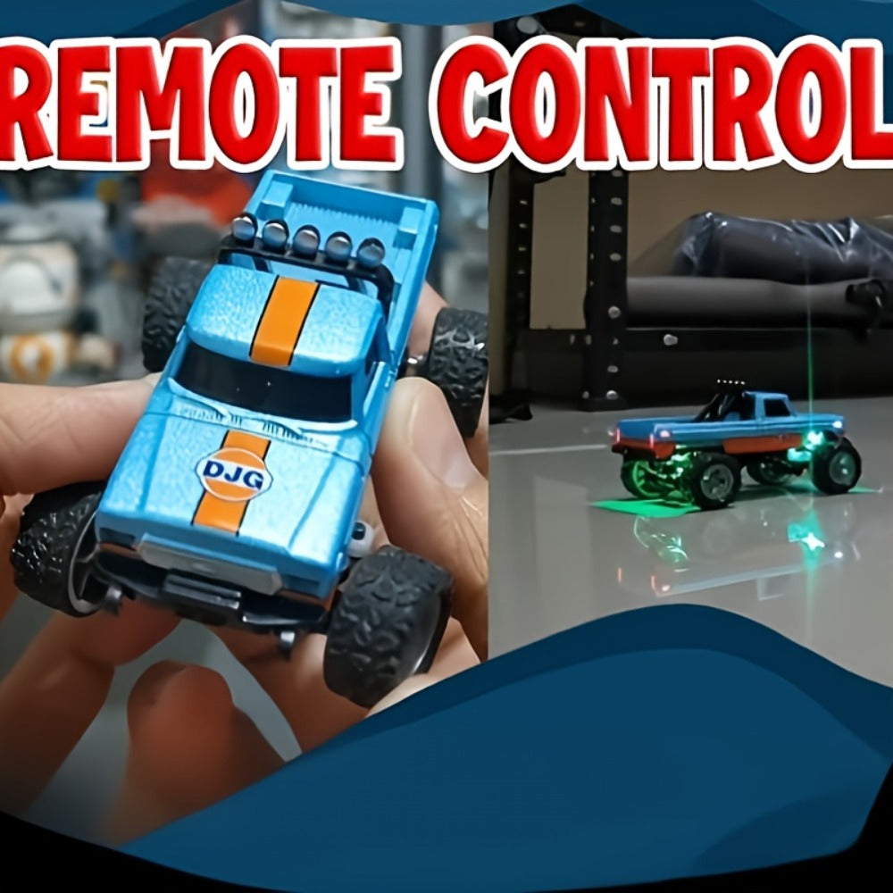 Mini RC Monster Truck 1:64 Scale Alloy Remote Control Car with LED Lights 2.4GHz Speed Steering Adjustable Kids Boys Gift — i