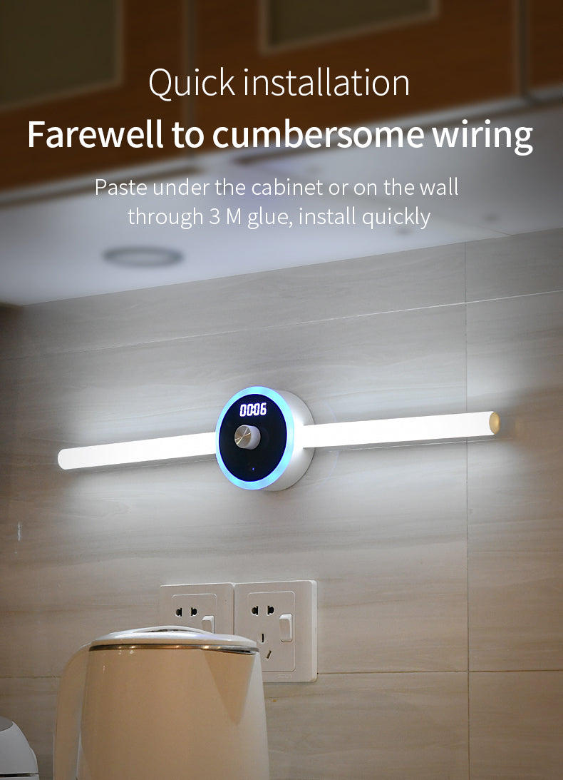 Smart Cabinet Light Clock Timing Sensor Light Removable LED Wardrobe Light Human Body Sensor Light