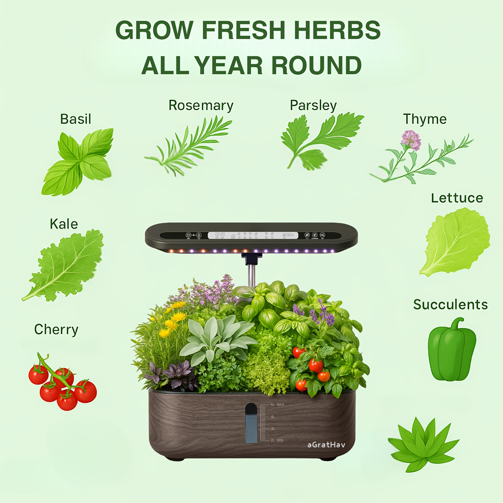Hydroponic Garden Kit 14-Pod with LED Grow Light – Smart Timer, Quiet Pump & 1.32 Gal Tank, 75-Piece Indoor Herb Garden Syste