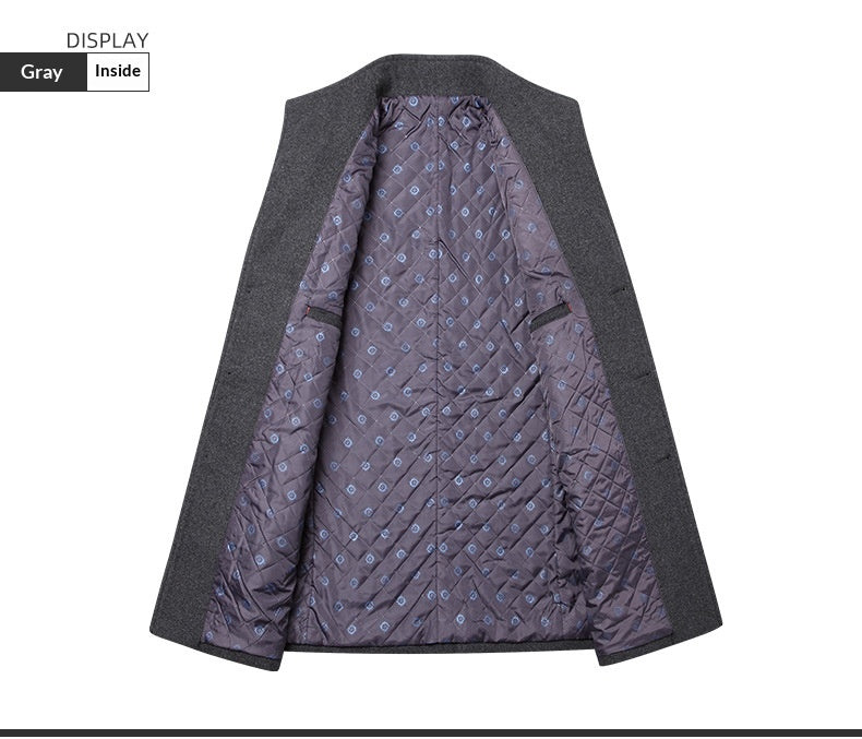 Middle-aged Men's Coat Stand-up Collar Woolen Coat