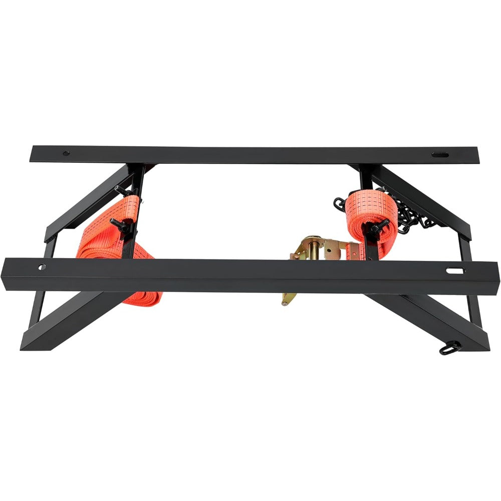 Semi Truck Spare Tire Carrier Rack Adjustable Steel Holder with Anti-Sway Chain & Ratchet Strap for Class 8 Semi-Trailers Ken