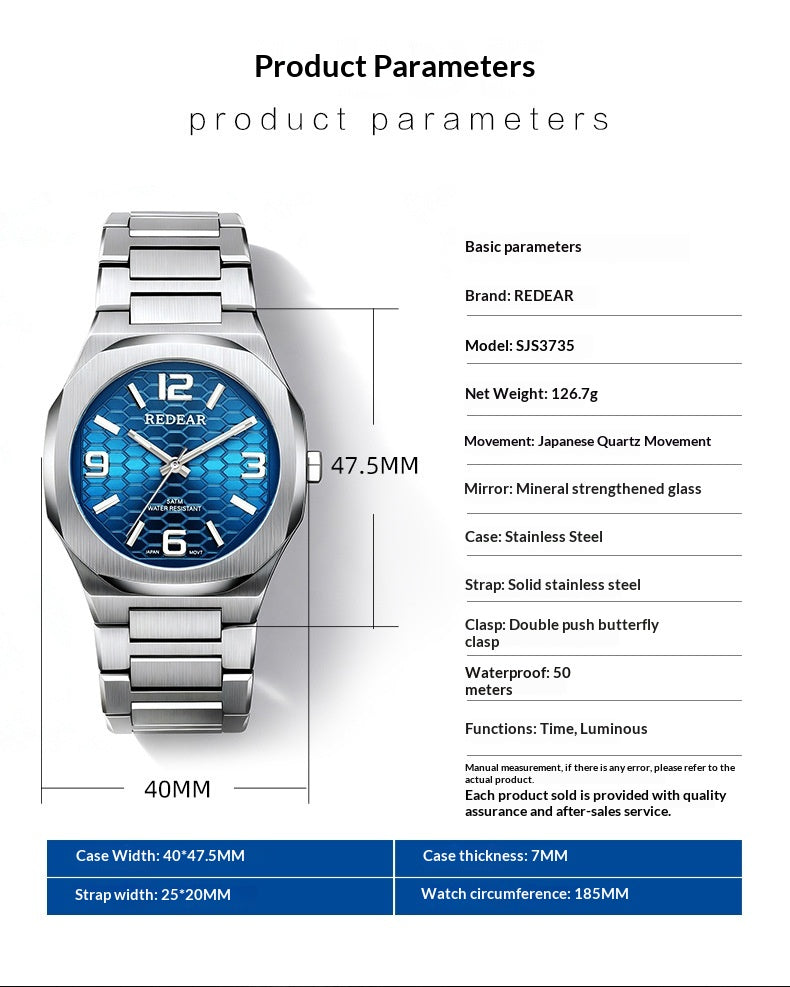 Mens Watch With Japanese Movement Non-mechanical Water-resistant
