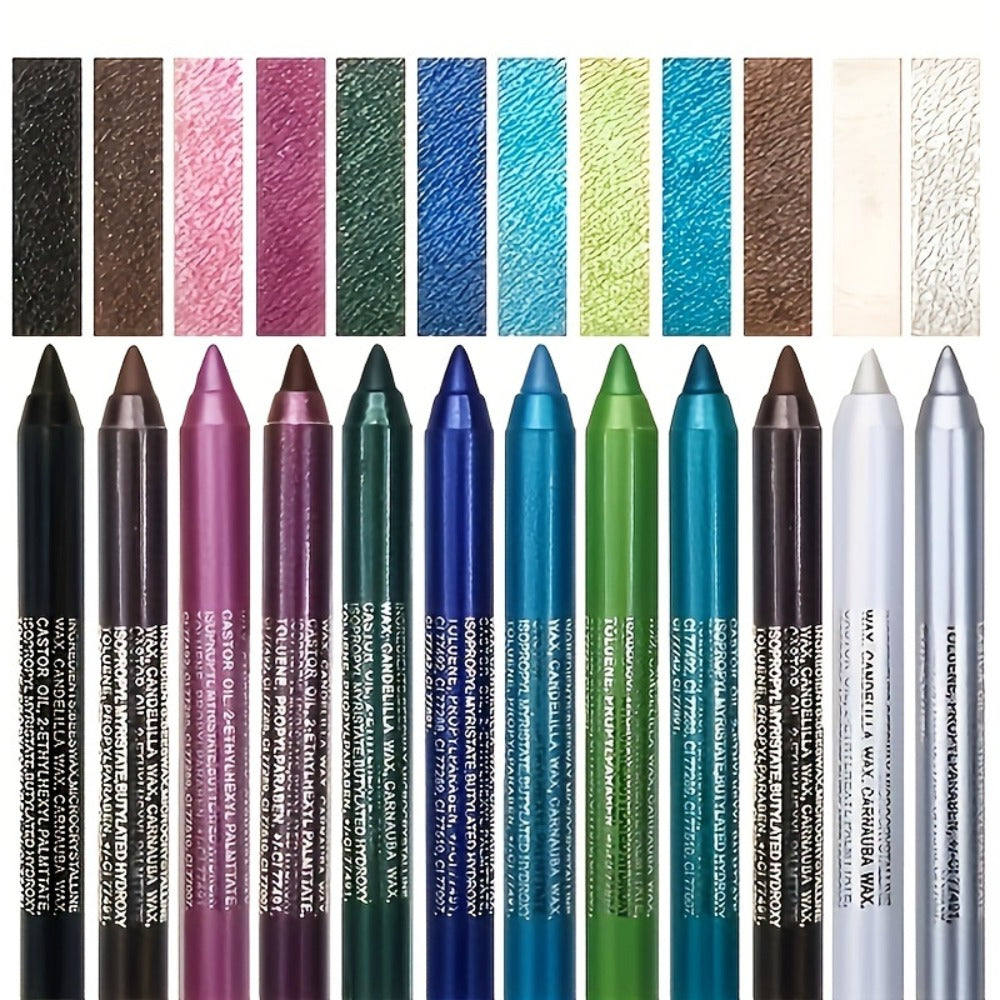 Waterproof Eyeliner Pencil Set 12 Colors with Sharpener Long Lasting Multicolor Eye Liner Kit for Daily Wear Stage Cosplay Fe