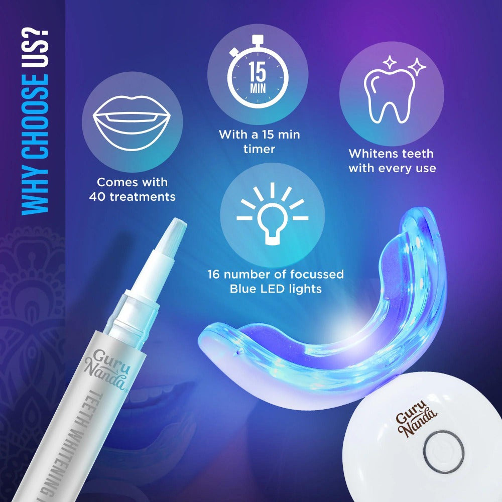 Wireless 16-LED Teeth Whitening Mouthpiece Kit with Two Gel Pens, Cleaning Case and Accessory Packs — image 4