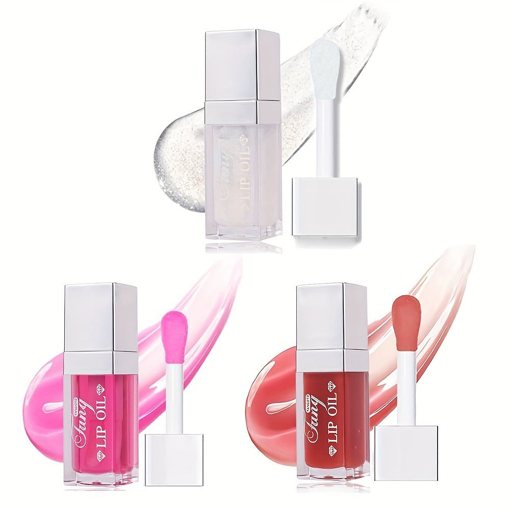 Plumping Lip Gloss Oil Set 3pcs 6pcs Transparent Glow Lip Plumper – High-Shine Glossy Finish in Berry Coral Pink Red — image 