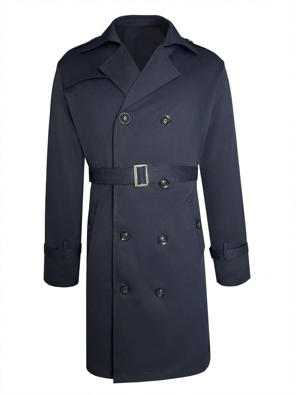 Mens Mid-length Double-breasted Casual Trench Coat