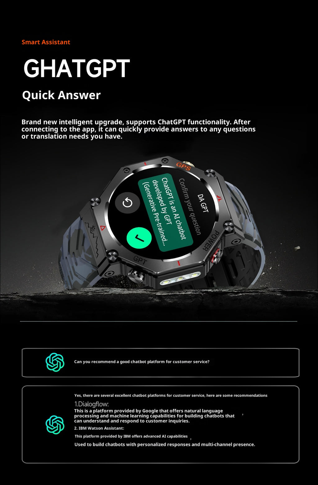 Men's Smart Watch Bluetooth Calling GPS Outdoor Sports Hand