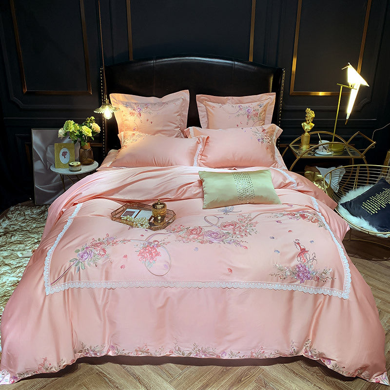 Long-staple cotton light luxury embroidery four-piece suit