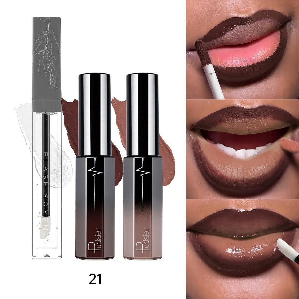 High Pigment Berry Lip Gloss Set 3-Piece – Waterproof Velvet Matte Finish, Non-Stick Cup Long-Lasting Lip Color — image 3