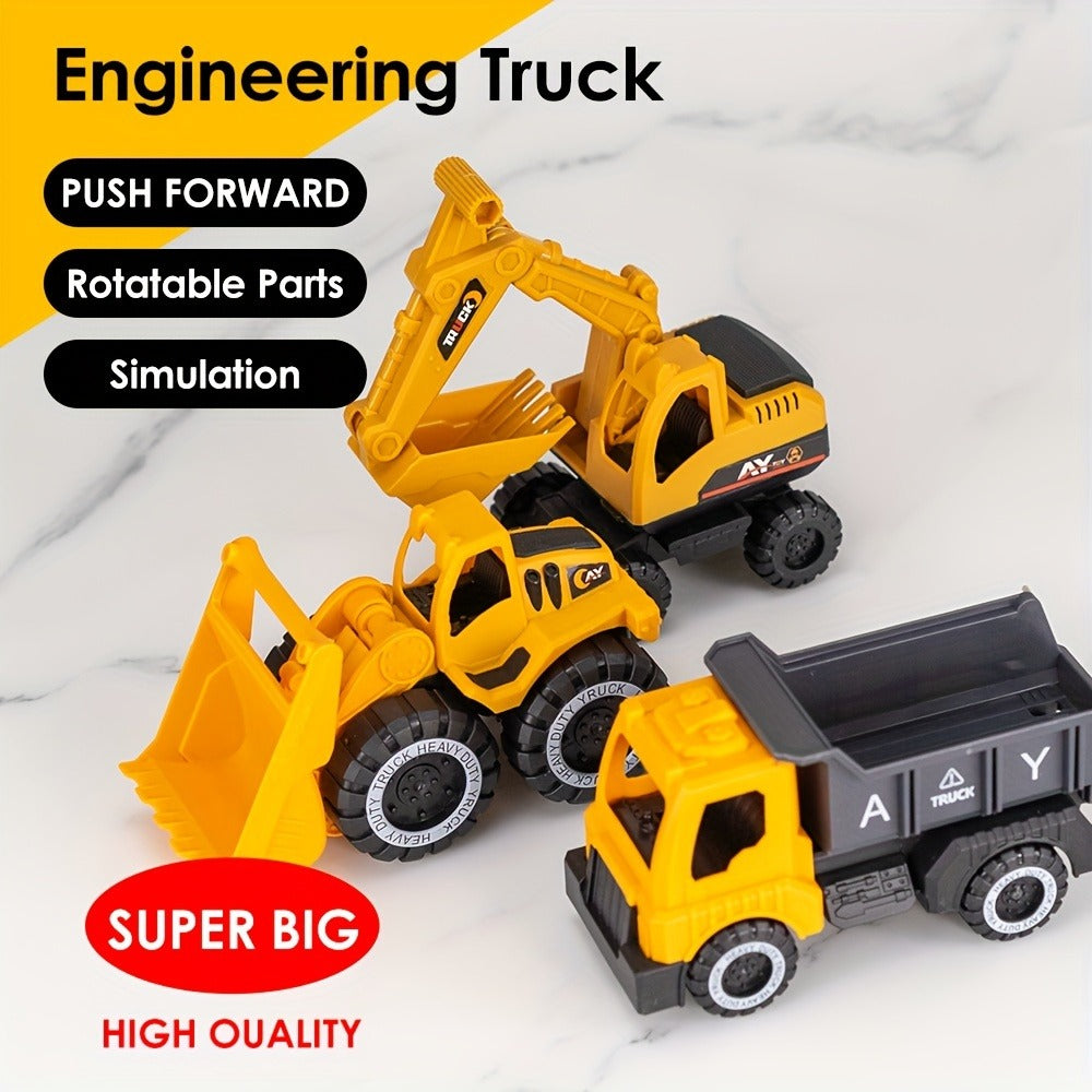 4-Piece STEM Construction Toy Vehicle Set for Toddlers, Shatterproof Excavator Mixer Dump Truck Bulldozer — image 10