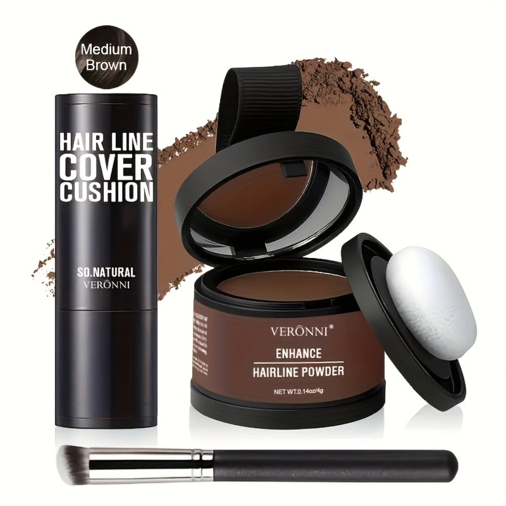 Hair Root Concealer Powder with Brush - Instantly Covers Gray Roots & Thinning Hairline, Plant-Based Keratin Formula — image 