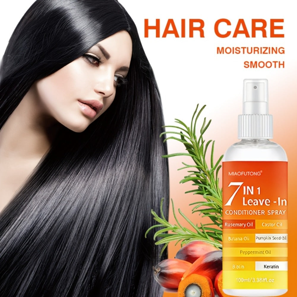 7-in-1 Leave-In Hair Essence Spray for Women - Anti Frizz Shine Boost Heat Protection Deep for Bath Time, Home Spa and Person