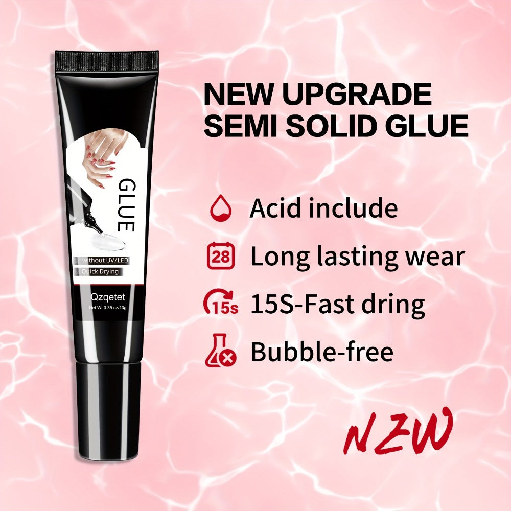 Semi Solid Nail Glue Gel for Press On Nails in a Quick Dry Waterproof 3 Pack of 10g Each — image 7
