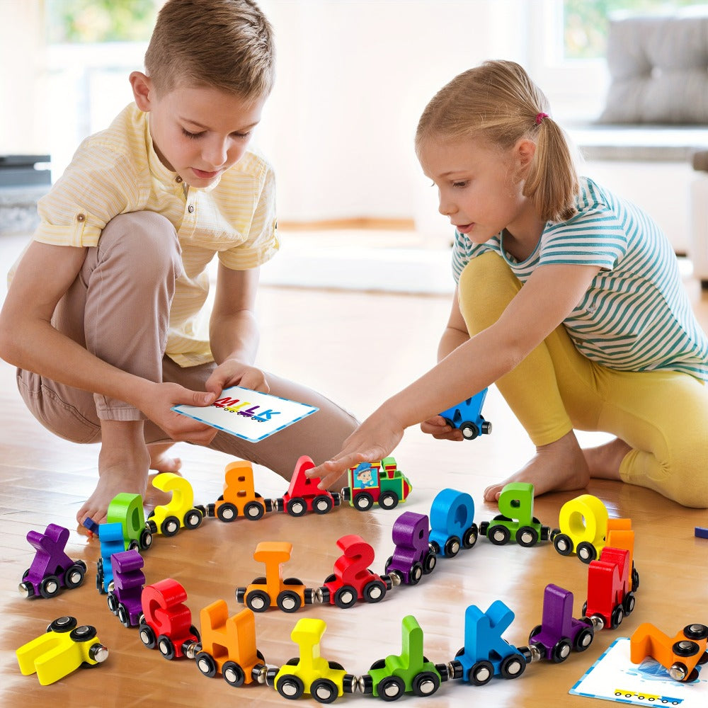 Magnetic Wooden Alphabet Train Set 27PCS ABC Letter Learning Toy with 42 Double-Sided Flash Cards — image 4