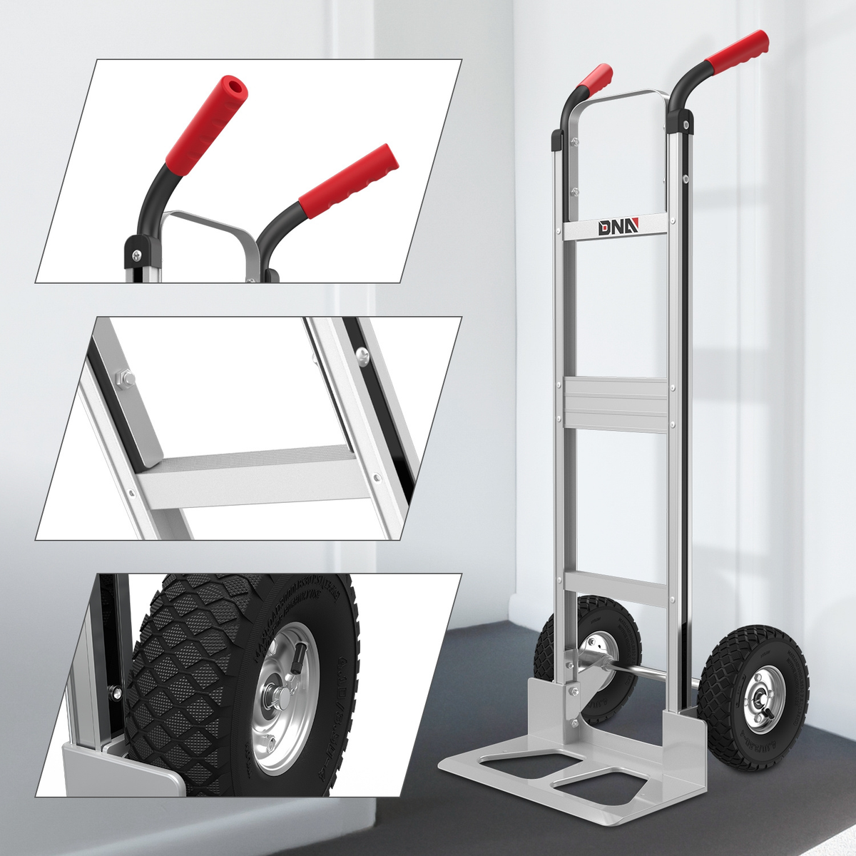 Upright Aluminum Hand Truck with Folding Toe Plate, 10-Inch Pneumatic Tires and 550 lb Load Label — image 10
