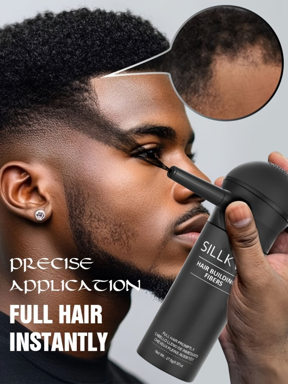 Hair Fibers Spray Applicator Kit Instant Thickness for Thinning Hair & Bald Spots SILLKVA for Makeup, Travel and Everyday Van