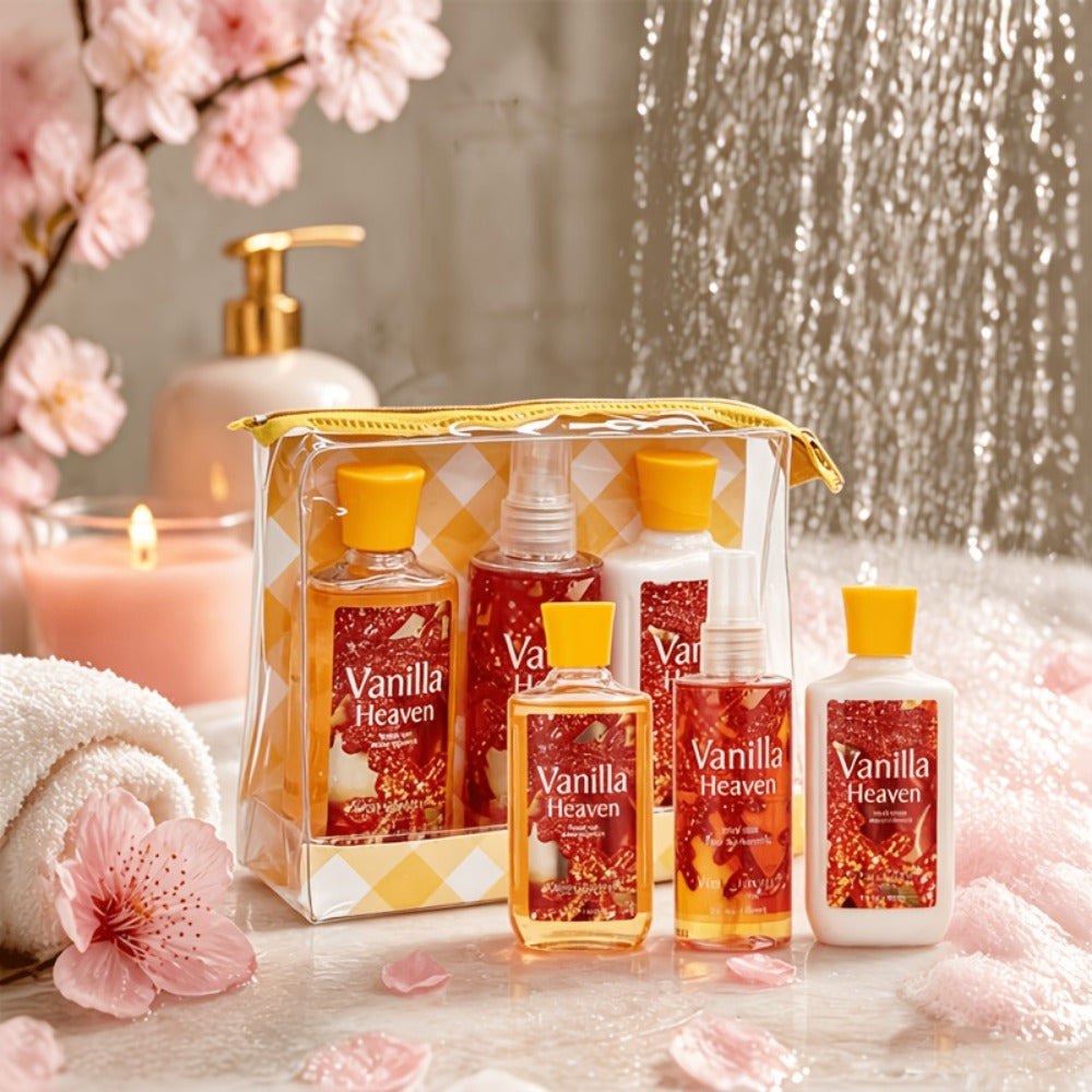 Bath Body Care Gift Set Shower Gel Body Lotion Body Mist Aloe Vera Vitamin E Glycerin Deep Moisturizing Fragrance Set for Wom