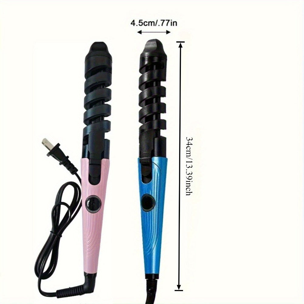 Spiral Barrel Curling Iron with One-Button Operation, Swivel Power Cord and Blue or Pink Finish — image 7