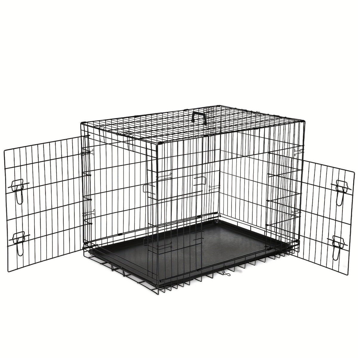 Folding Wire Dog Crate with Divider, Pull-Out Tray, Two Doors and Five Sizes from 24.41 to 48.4 Inches — image 20