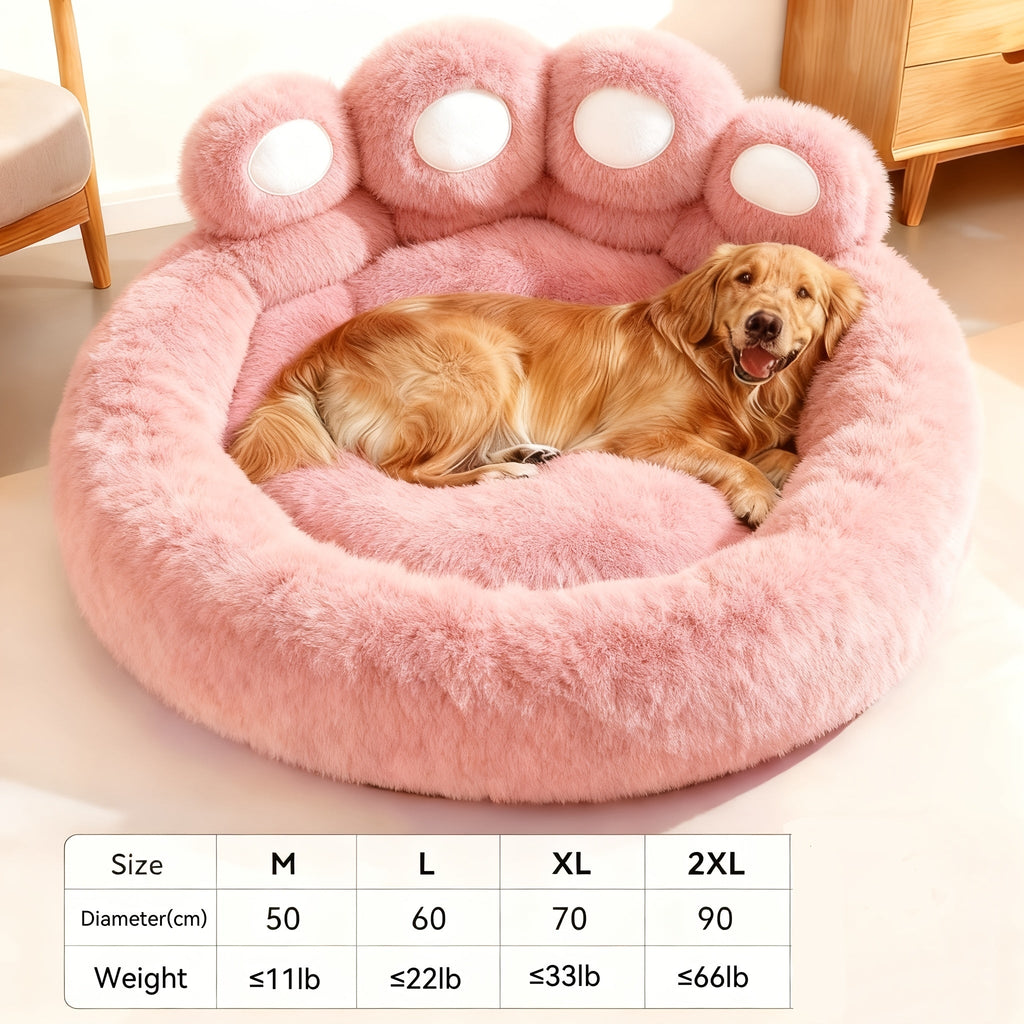 Bear-Paw Round Plush Pet Bed in Coffee, Pink or Gray with Four Weight-Labeled Size Options — image 27