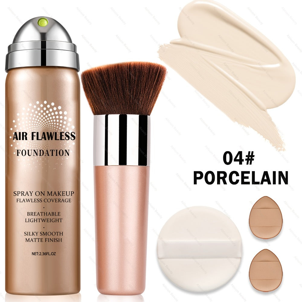Spray Liquid Foundation and Flat-Top Brush Set with Matte Finish and Eight Numbered Shades — image 8