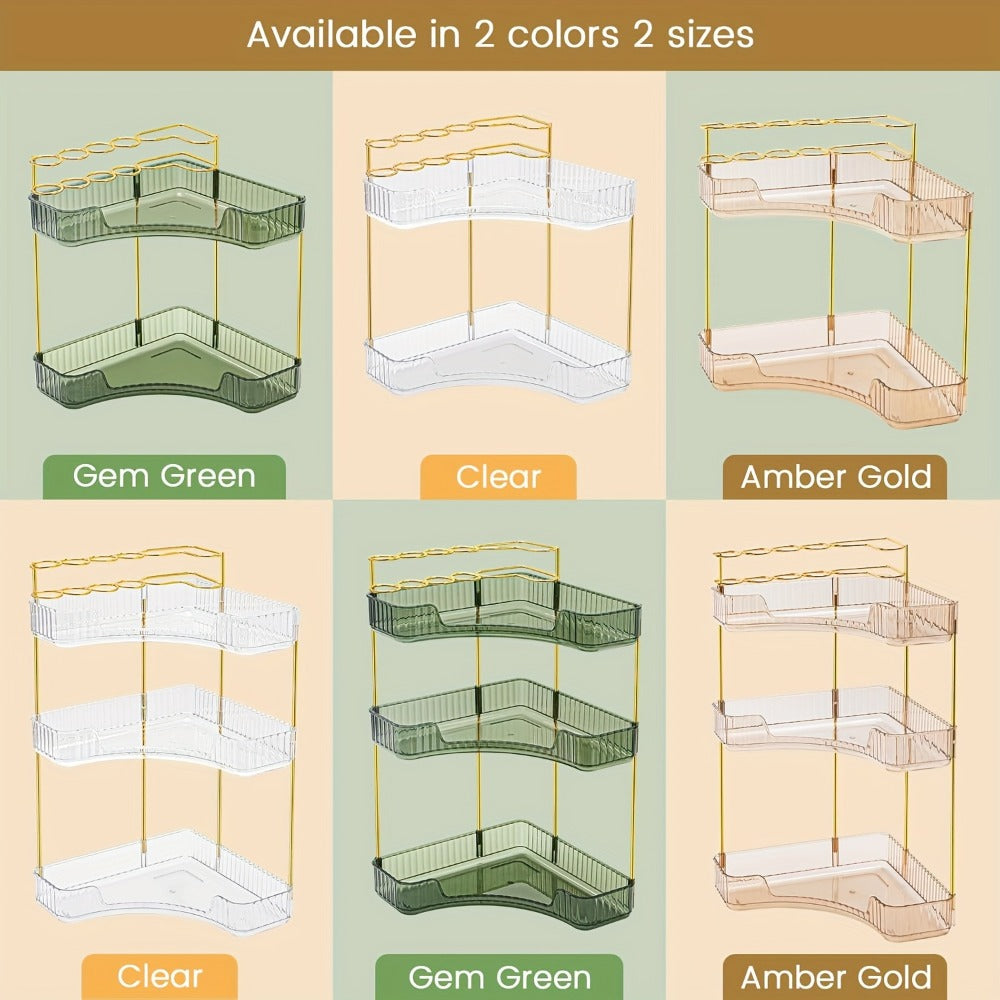 Bathroom Countertop Organizer with 2- or 3-Tier Trays and Brush Rings — image 9