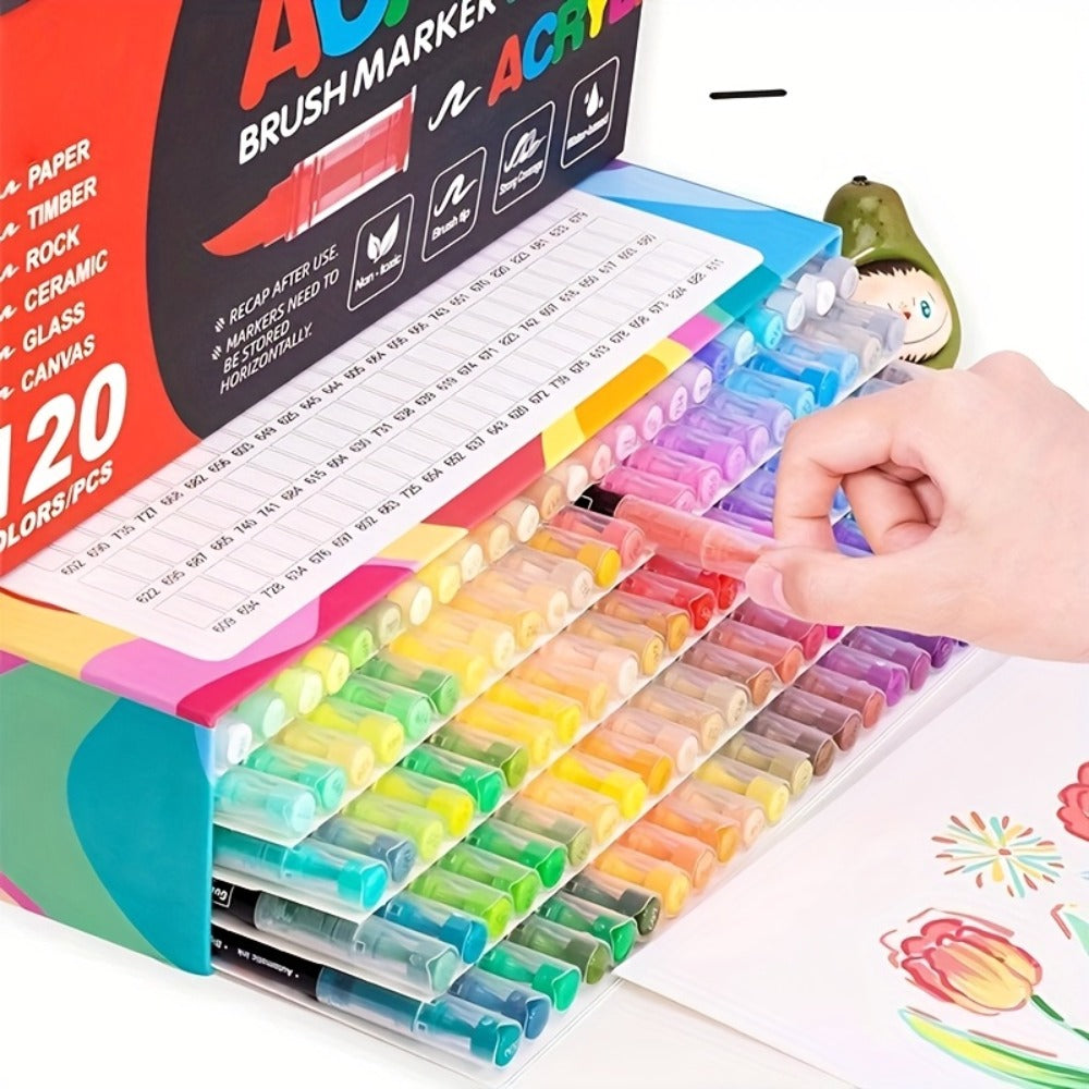 Soft Brush Acrylic Paint Pen Set with Clear Barrels in 12-, 36-, 60-, 80- or 120-Color Checkout Options — image 3