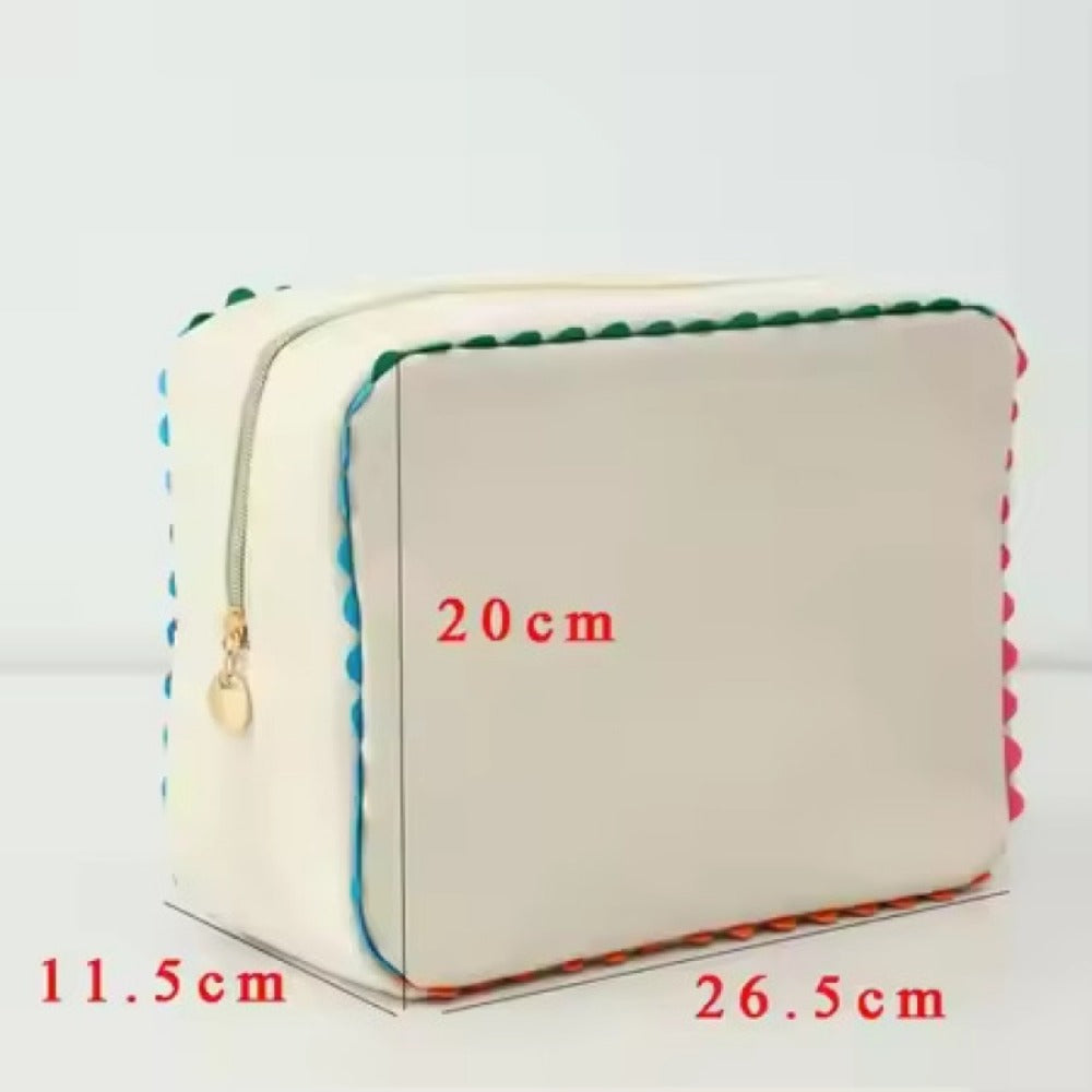 Large Capacity Lace Makeup Bag Women Elegant Floral Cosmetic Organizer Portable Travel Toiletry Bag Vanity Case Beige Birthda