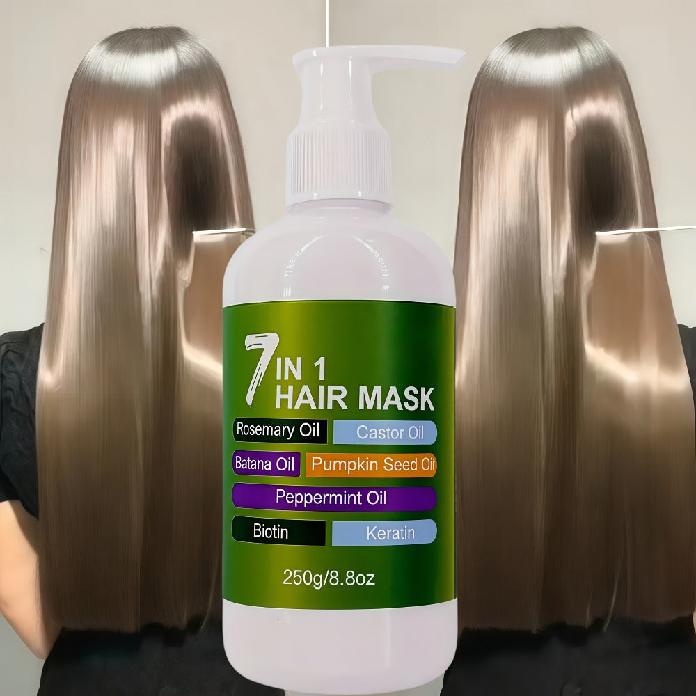 250g 7-in-1 Hair Mask in White Pump Bottle with Rosemary, Batana, Castor and Peppermint Oils — image 1
