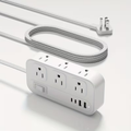 Power Strip Flat Plug with 6 AC Outlets, 2 USB-A, 2 USB-C and 3-Inch, 5-Foot or 10-Foot Cord Options — image 1