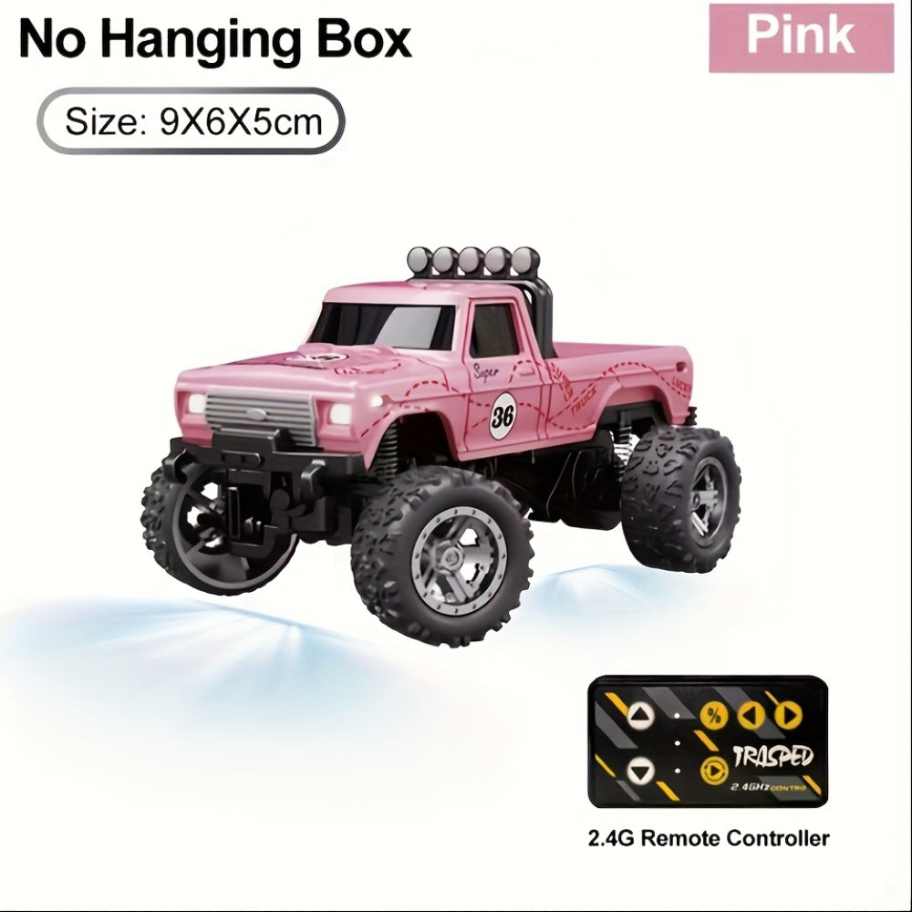 Remote Control Car, 1:64 Scale Alloy Mini Off-Road Truck with 2.4GHz Control, Shock Suspension, Running Lights and Five Color