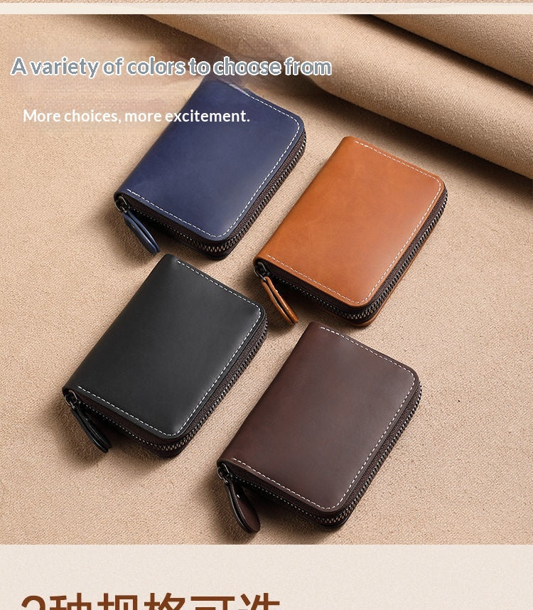 Slim Leather Men's Wallet Large Capacity Multi-Card Organizer Ultra-Thin