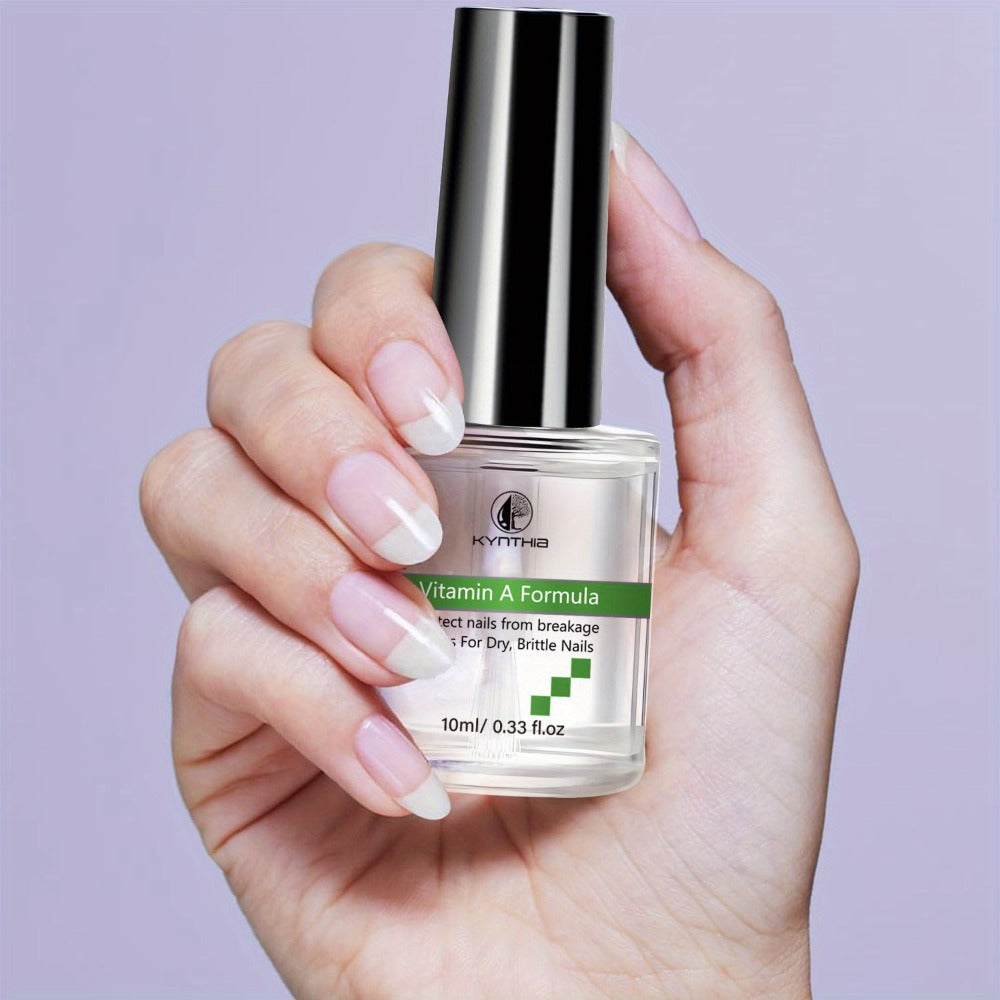 Clear 10 ml Nail Care Bottle with Black Cap, Green Vitamin A Label and Attached Brush Applicator — image 7