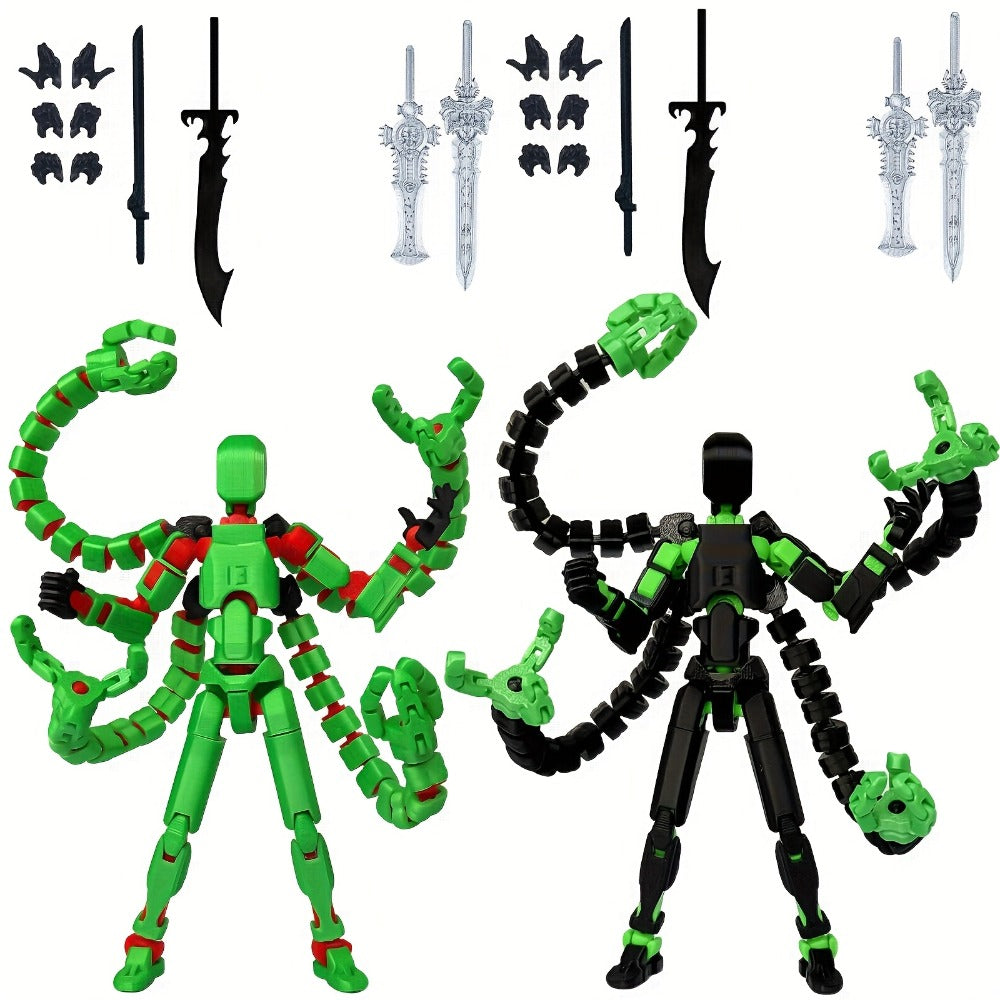 2pcs T13 Multi-Joint Action Figure Robot Set – 3D Printed Articulated Nova T-13 Mobile Robot Doll Desktop Decoration Game Ent