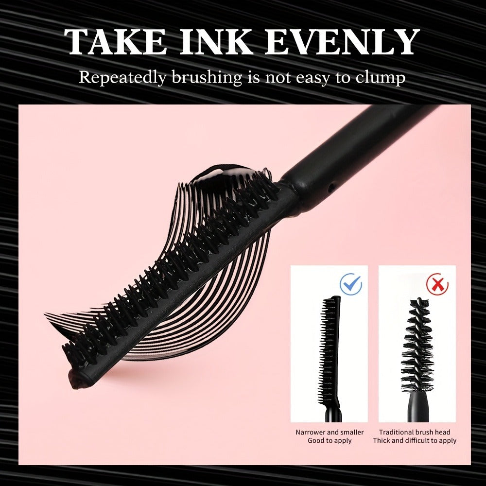 Black Mascara Two-Piece Set in Rose-Colored Tubes with Slim Precision Bristle Applicator Wands — image 9