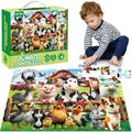 Large Floor Puzzle for Kids Ages 3+, Chunky Jigsaw Mermaid & Farm Animals, Preschool Educational Toy for Boys & Girls 3 4 5 6