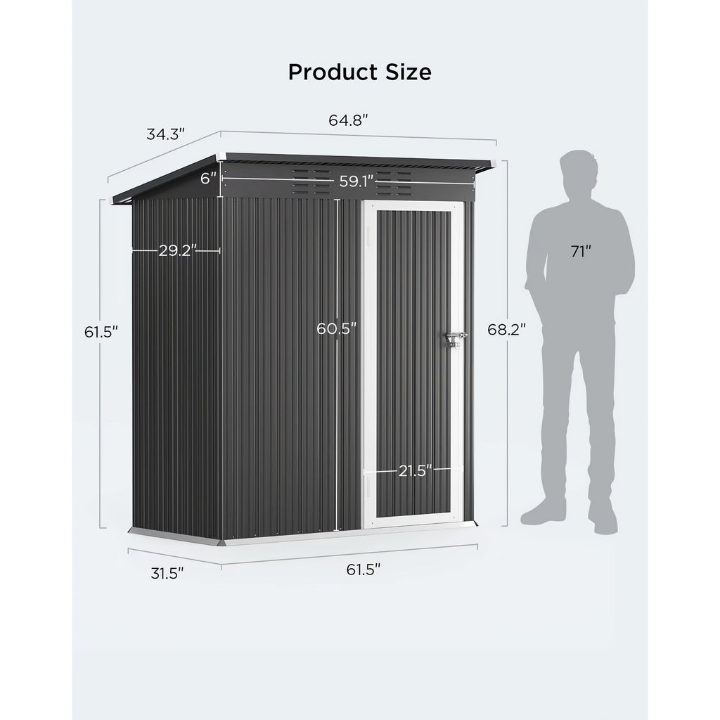 Metal Outdoor Storage Shed with Double or Single Doors in Grey, Green or Brown Checkout Models — image 4