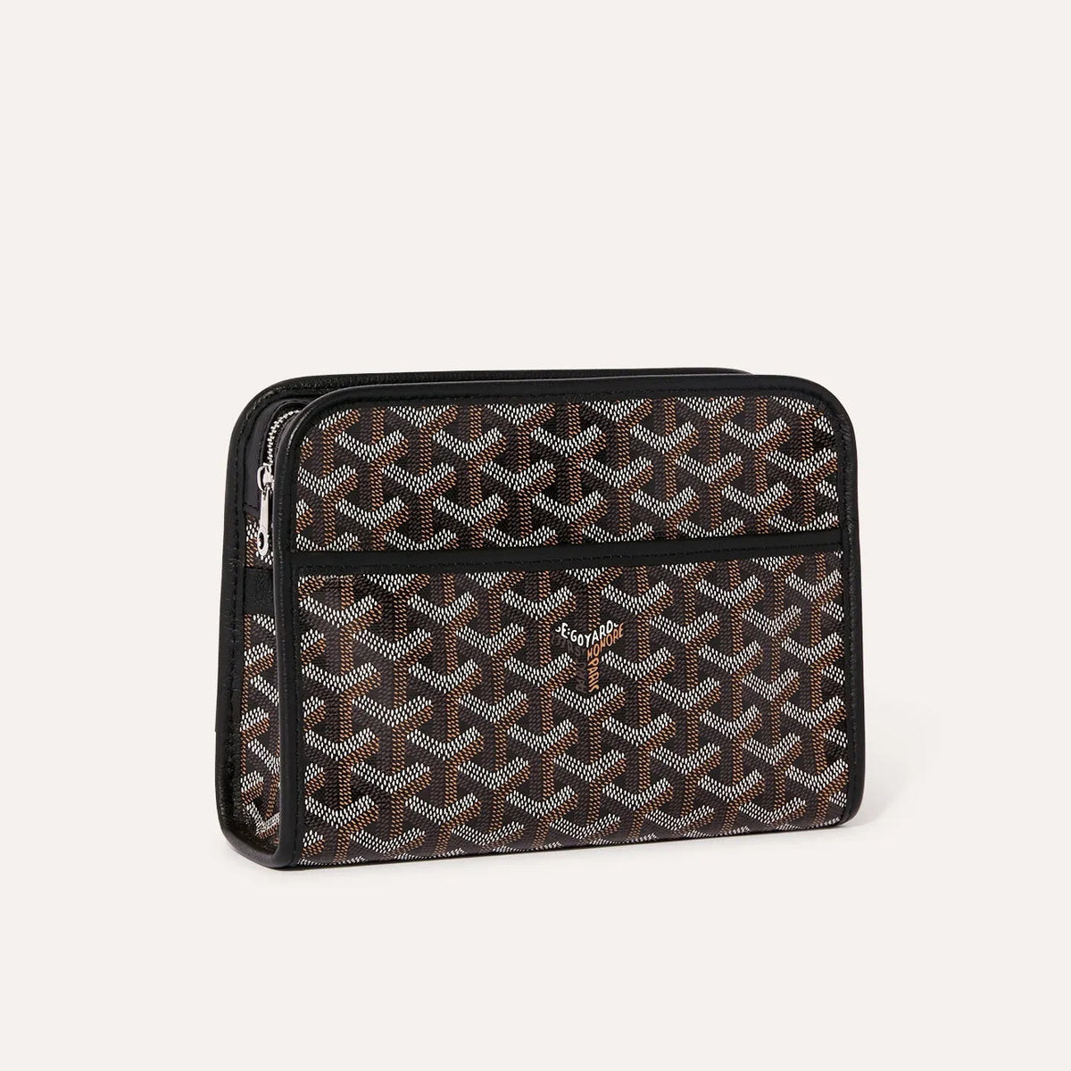 GOYARD Jouvence Men's and Women's Old Flower Full Print Zipper Closure Canvas Patchwork Leather Wash Bag Clutch Bags #75739