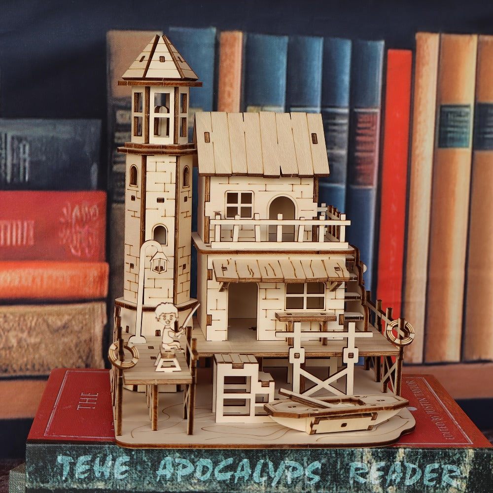 Wooden Building Model Kit with Fisherman's Hut, Treehouse-2 or Cowboy Bar Checkout Designs — image 8
