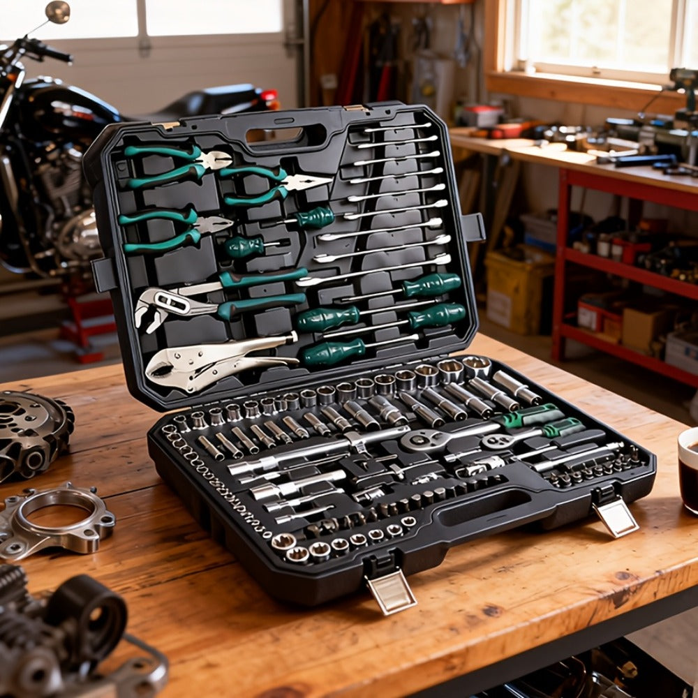 Emergency Vehicle Repair Tool Kit 45 to 171-Piece – Multi-Function Combination Wrench Set for Car, Bicycle & Motorcycle Outdo