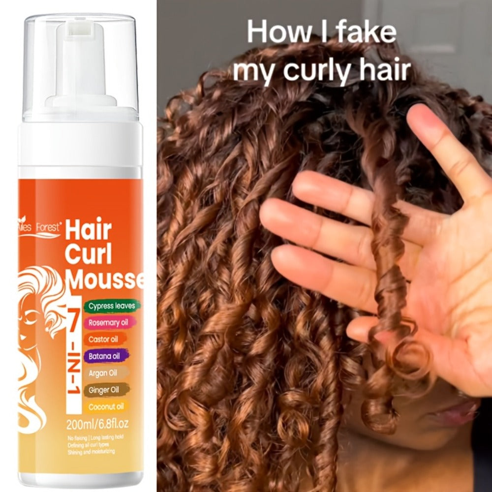 Curl Defining Hair Foam Mousse 200ml Smoothing Styling for Natural Fluffy Elastic Curls, Frizz Control for Wavy Coily Hair — 