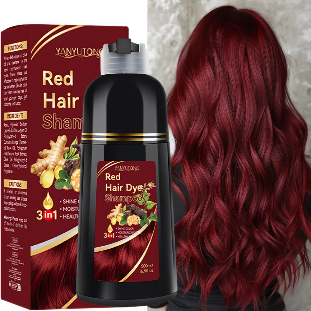 Hair Dye Shampoo, YANYUTONG 500ml Bottle with Black, Brown, Chestnut Brown and Red Shade Options — image 8