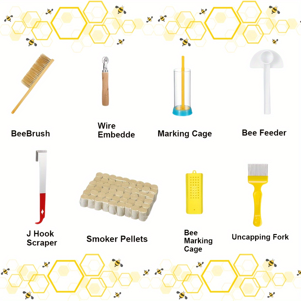 12-Piece Beekeeping Starter Kit with Veil, Gloves, Bee Smoker, Brush, Frame Grip and Hive Tools — image 3