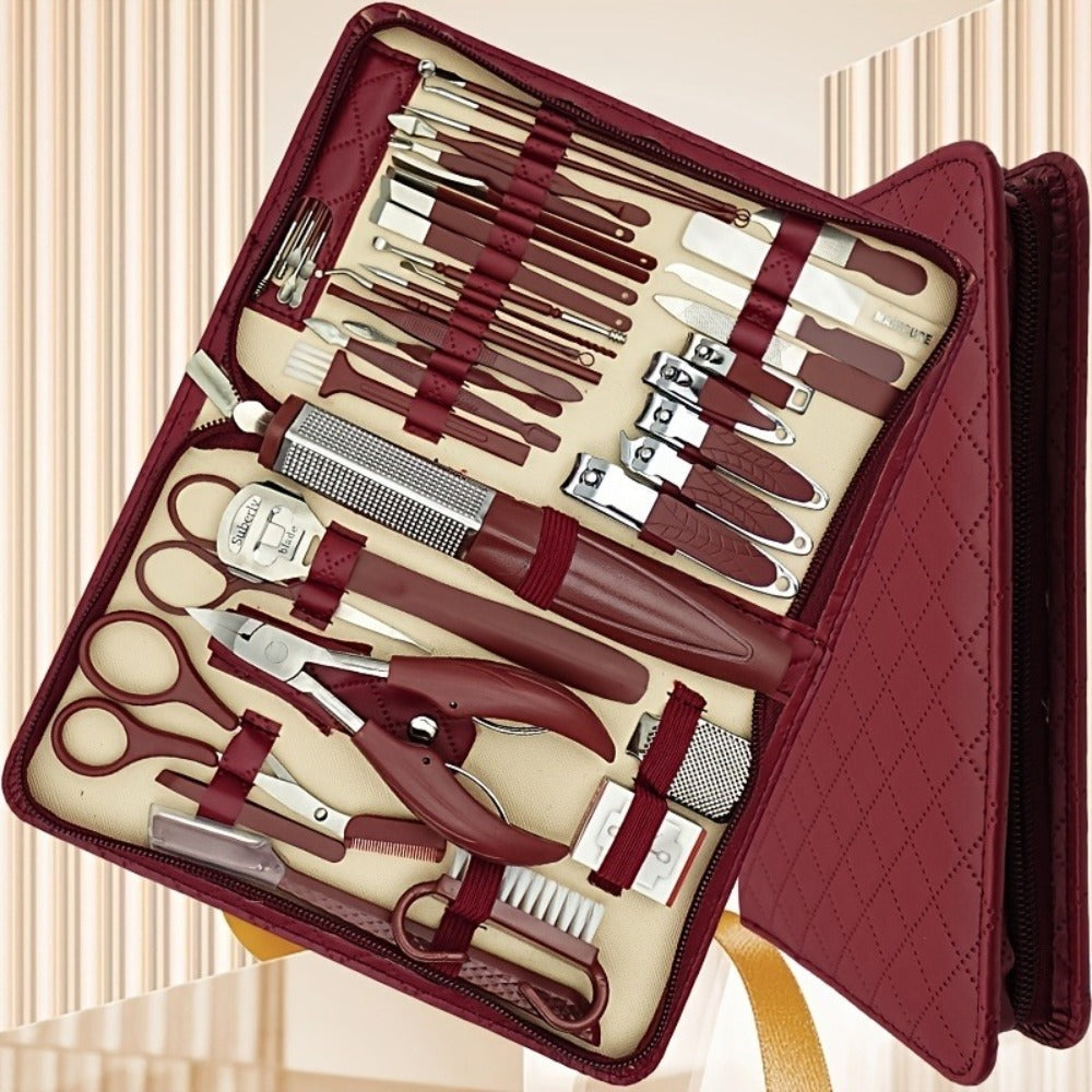 Professional Manicure Pedicure Kit 42 Piece Stainless Steel Nail Set with Portable Travel Case – Nail Scissors Cuticle Nipper