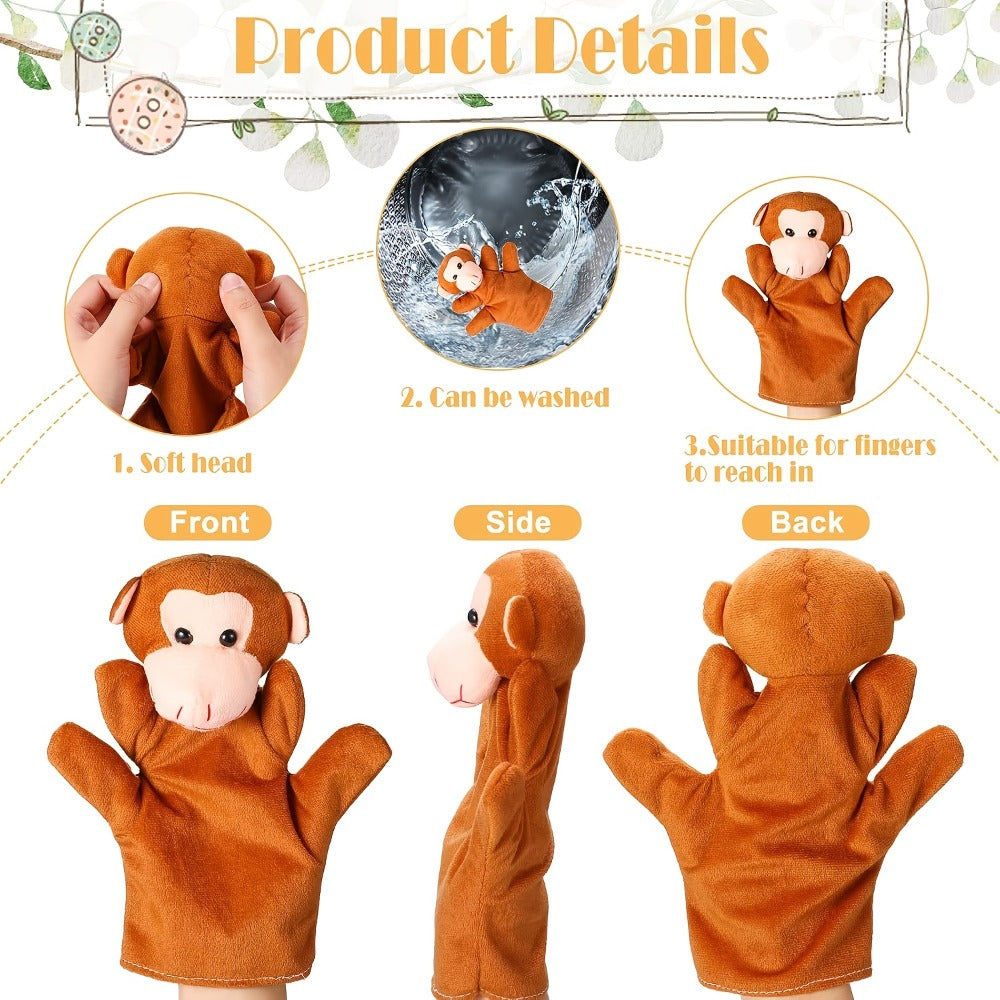 Twelve-Piece Zoo Animal Hand Puppet Set with Bear, Zebra, Lion, Giraffe, Hippo and More Designs — image 6