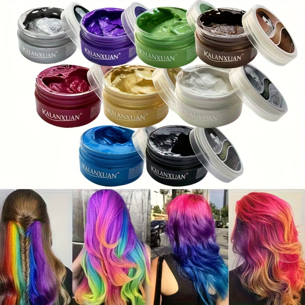 Temporary Hair Color Wax Disposable DIY Styling Cream Y2K Aesthetic for Parties Festivals Halloween Cosplay 9 Colors Blue Pur