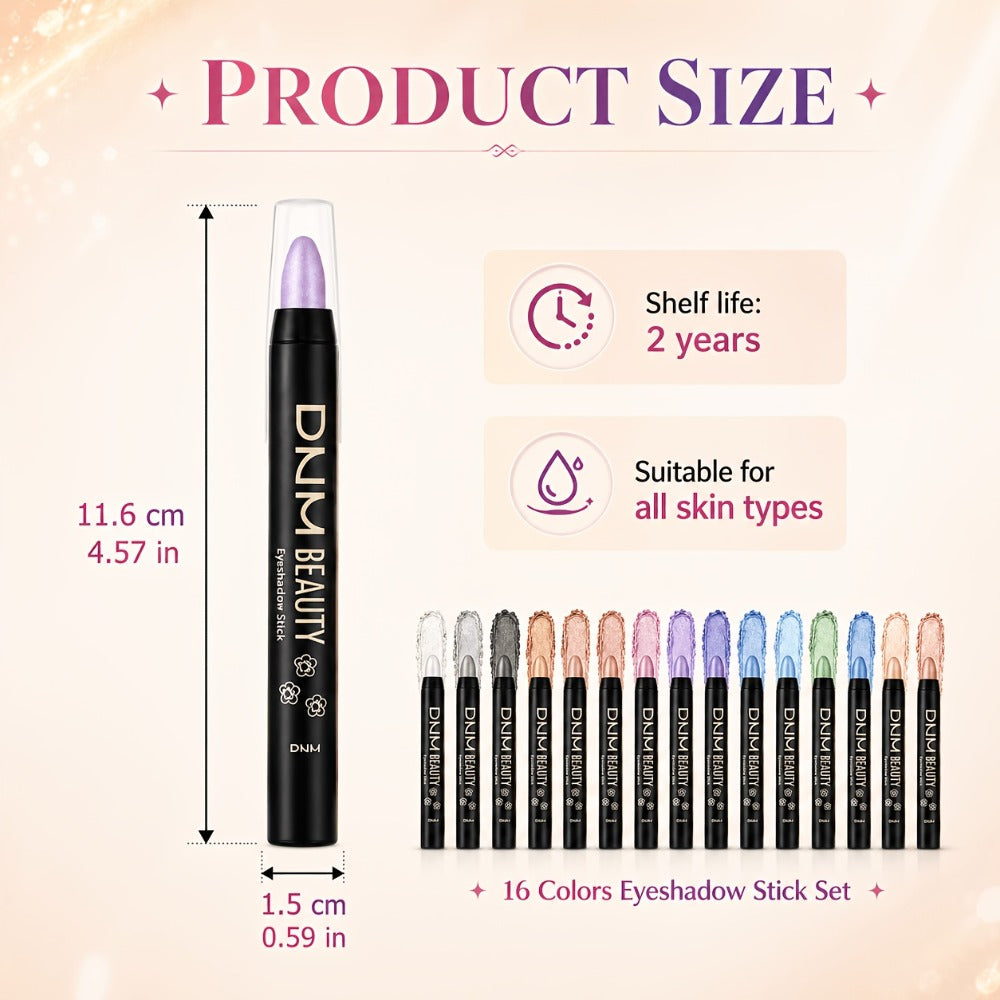 Highly Pigmented Eyeshadow Stick Set 16 Colors Waterproof Matte & Shimmer Eye Makeup Pencil Kit — image 9
