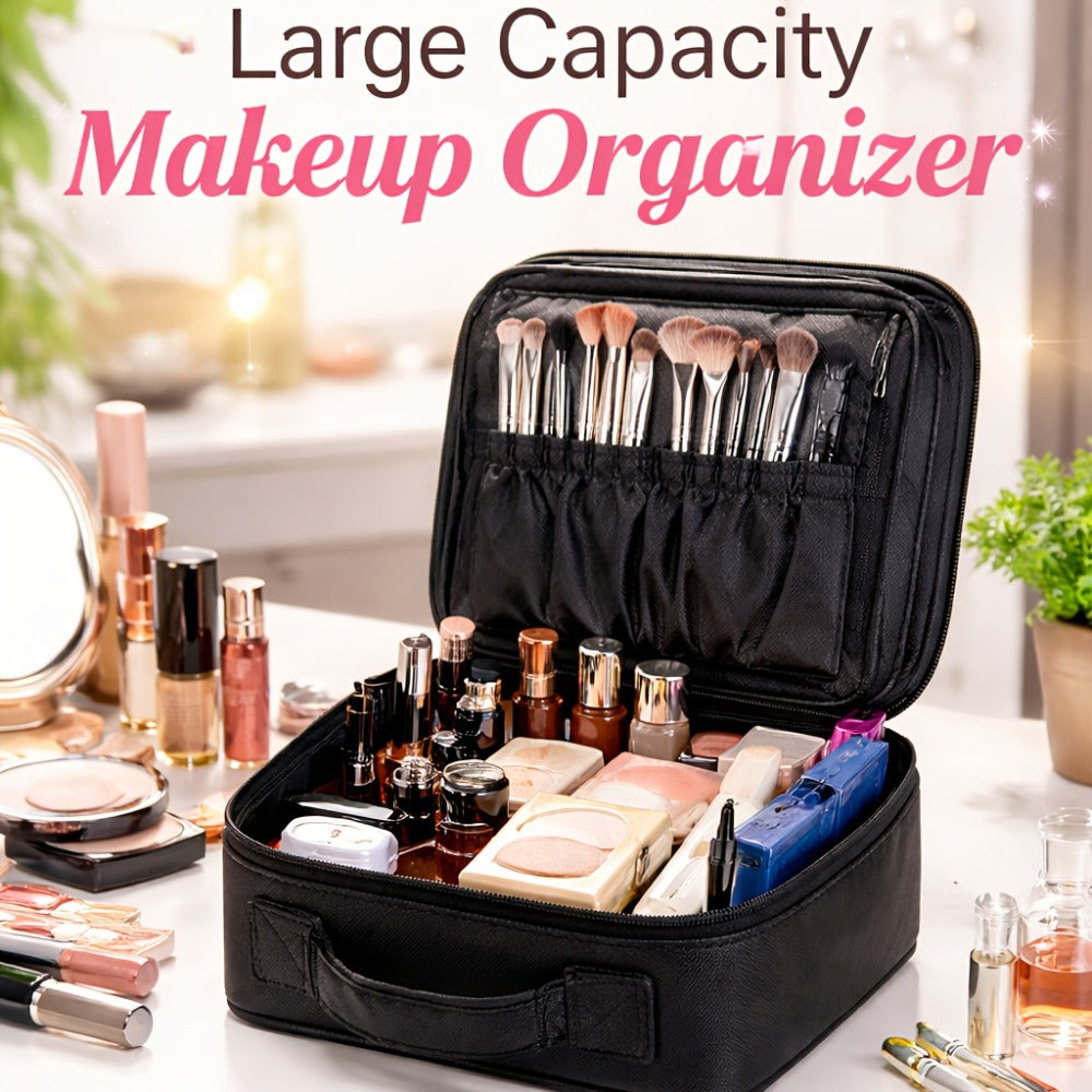 Makeup Bag Fabric Travel Case with Easy-Clean Lining and Top Handle for Travel, Vanity and Everyday Beauty Storage — image 2