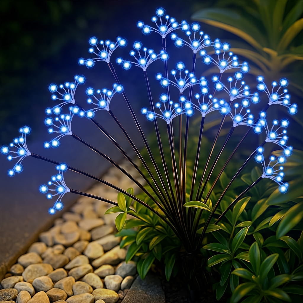 Solar Garden Lights 4-Pack Swaying Firework Stakes with Two Modes and Six Colors for Flowerbed Decor — image 1