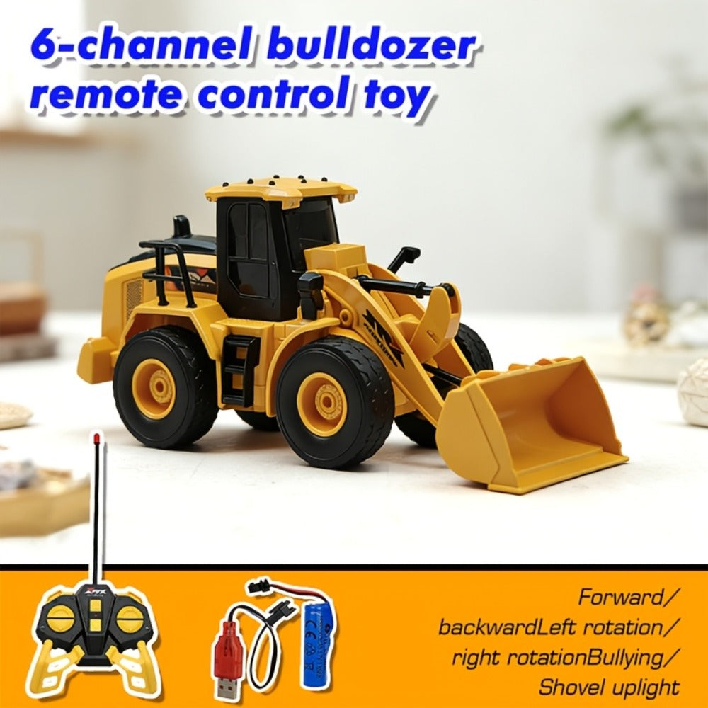 RC Construction Vehicle Toy Set 2.4GHz Remote Control Excavator Bulldozer Dump Truck Loader with Alloy Head LED Lights & Soun